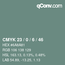 Color code: CMYK 23 / 0 / 6 / 46 | qconv.com