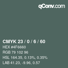 カラーコード: CMYK 23 / 0 / 6 / 60 | qconv.com