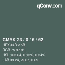 カラーコード: CMYK 23 / 0 / 6 / 62 | qconv.com