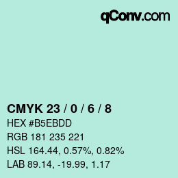 Color code: CMYK 23 / 0 / 6 / 8 | qconv.com