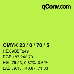 カラーコード: CMYK 23 / 0 / 70 / 5 | qconv.com