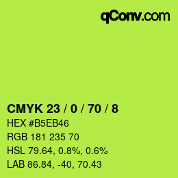 Color code: CMYK 23 / 0 / 70 / 8 | qconv.com