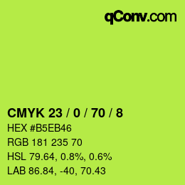 カラーコード: CMYK 23 / 0 / 70 / 8 | qconv.com