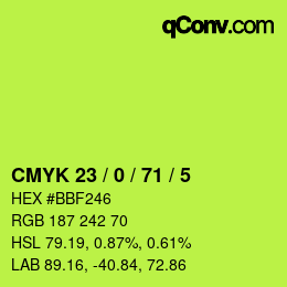 Color code: CMYK 23 / 0 / 71 / 5 | qconv.com