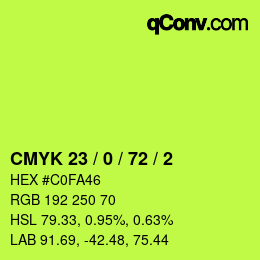 カラーコード: CMYK 23 / 0 / 72 / 2 | qconv.com