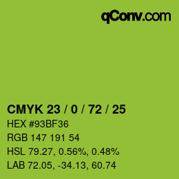 Farbcode: CMYK 23 / 0 / 72 / 25 | qconv.com