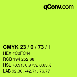 カラーコード: CMYK 23 / 0 / 73 / 1 | qconv.com