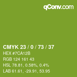 Color code: CMYK 23 / 0 / 73 / 37 | qconv.com
