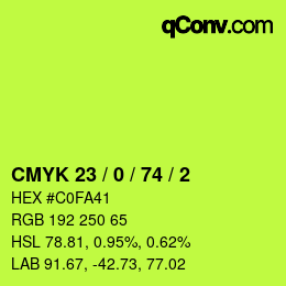 カラーコード: CMYK 23 / 0 / 74 / 2 | qconv.com