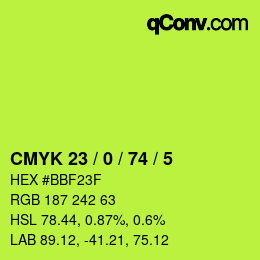 Color code: CMYK 23 / 0 / 74 / 5 | qconv.com