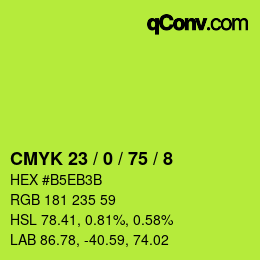 颜色代码: CMYK 23 / 0 / 75 / 8 | qconv.com
