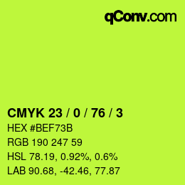 カラーコード: CMYK 23 / 0 / 76 / 3 | qconv.com