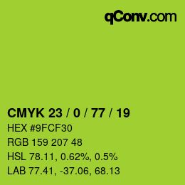 颜色代码: CMYK 23 / 0 / 77 / 19 | qconv.com