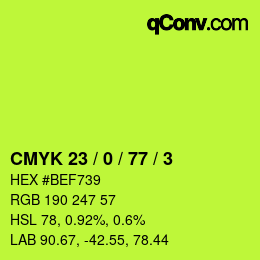 カラーコード: CMYK 23 / 0 / 77 / 3 | qconv.com