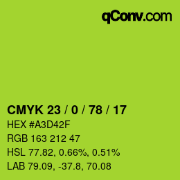 Color code: CMYK 23 / 0 / 78 / 17 | qconv.com