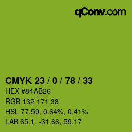 Color code: CMYK 23 / 0 / 78 / 33 | qconv.com