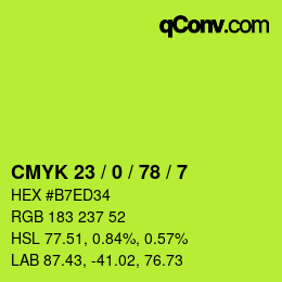 Color code: CMYK 23 / 0 / 78 / 7 | qconv.com