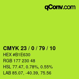 Color code: CMYK 23 / 0 / 79 / 10 | qconv.com