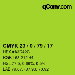 Color code: CMYK 23 / 0 / 79 / 17 | qconv.com