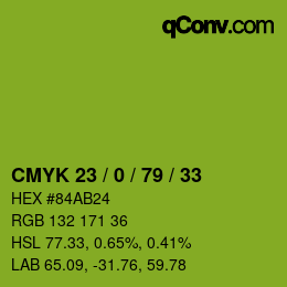 Color code: CMYK 23 / 0 / 79 / 33 | qconv.com