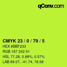 Color code: CMYK 23 / 0 / 79 / 5 | qconv.com