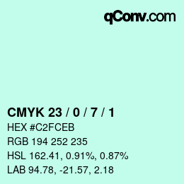 颜色代码: CMYK 23 / 0 / 7 / 1 | qconv.com