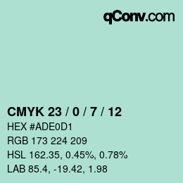 Farbcode: CMYK 23 / 0 / 7 / 12 | qconv.com