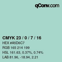 颜色代码: CMYK 23 / 0 / 7 / 16 | qconv.com