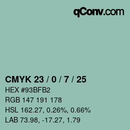 カラーコード: CMYK 23 / 0 / 7 / 25 | qconv.com