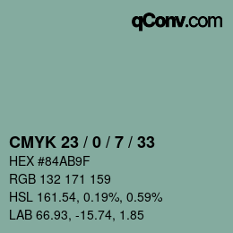 カラーコード: CMYK 23 / 0 / 7 / 33 | qconv.com