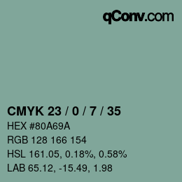 Color code: CMYK 23 / 0 / 7 / 35 | qconv.com
