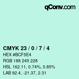 颜色代码: CMYK 23 / 0 / 7 / 4 | qconv.com