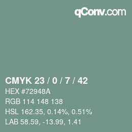 Color code: CMYK 23 / 0 / 7 / 42 | qconv.com