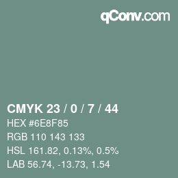 カラーコード: CMYK 23 / 0 / 7 / 44 | qconv.com