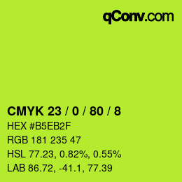 カラーコード: CMYK 23 / 0 / 80 / 8 | qconv.com