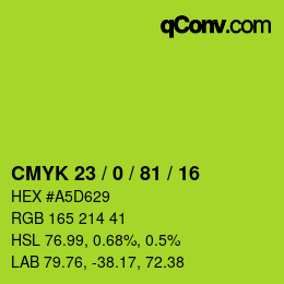 颜色代码: CMYK 23 / 0 / 81 / 16 | qconv.com