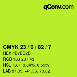 Color code: CMYK 23 / 0 / 82 / 7 | qconv.com