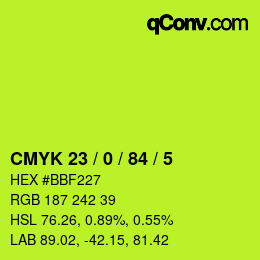 Color code: CMYK 23 / 0 / 84 / 5 | qconv.com