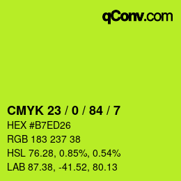 Color code: CMYK 23 / 0 / 84 / 7 | qconv.com