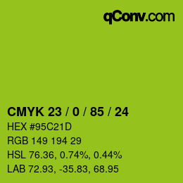 Color code: CMYK 23 / 0 / 85 / 24 | qconv.com