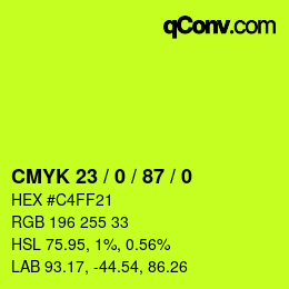 Color code: CMYK 23 / 0 / 87 / 0 | qconv.com