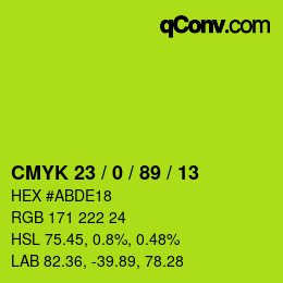 カラーコード: CMYK 23 / 0 / 89 / 13 | qconv.com