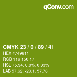 Color code: CMYK 23 / 0 / 89 / 41 | qconv.com