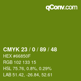Color code: CMYK 23 / 0 / 89 / 48 | qconv.com