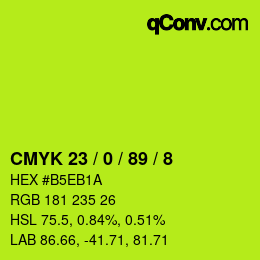 Color code: CMYK 23 / 0 / 89 / 8 | qconv.com