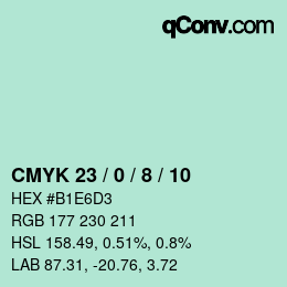 カラーコード: CMYK 23 / 0 / 8 / 10 | qconv.com