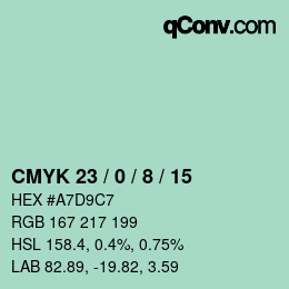 Color code: CMYK 23 / 0 / 8 / 15 | qconv.com