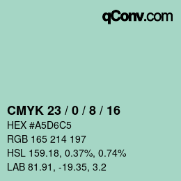 Farbcode: CMYK 23 / 0 / 8 / 16 | qconv.com