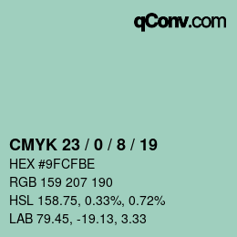 Farbcode: CMYK 23 / 0 / 8 / 19 | qconv.com