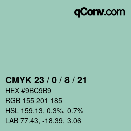 Color code: CMYK 23 / 0 / 8 / 21 | qconv.com